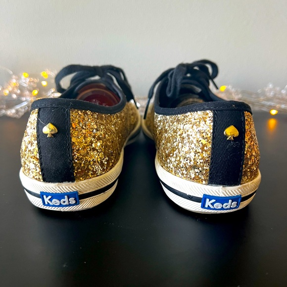 Keds for Kate Spade New York Gold Glitter Sneakers Size 9.5 Fits a Size 10 - Picture 3 of 7